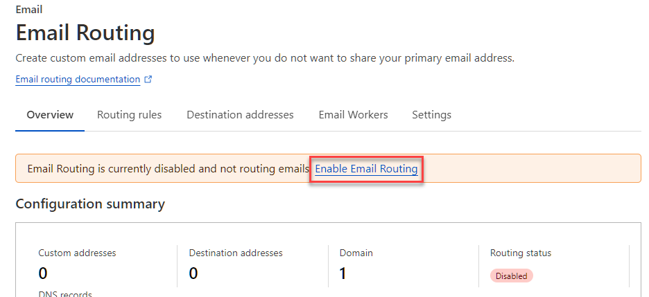 Enableing Email Routing